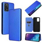 For ZTE Blade V30 Vita Carbon Fiber Texture Horizontal Flip TPU + PC + PU Leather Case with Card Slot(Blue)