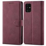 For Samsung Galaxy A22 5G Frosted Anti-theft Brush Horizontal Flip Leather Case with Holder & Card Slots & Wallet(Wine Red)