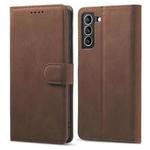For Samsung Galaxy S21 Ultra 5G Frosted Anti-theft Brush Horizontal Flip Leather Case with Holder & Card Slots & Wallet(Coffee)