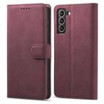 For Samsung Galaxy S21 Ultra 5G Frosted Anti-theft Brush Horizontal Flip Leather Case with Holder & Card Slots & Wallet(Wine Red)