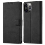 For iPhone 13 Pro Frosted Anti-theft Brush Horizontal Flip Leather Case with Holder & Card Slots & Wallet (Black)
