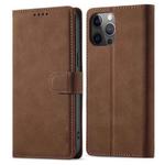 For iPhone 13 Frosted Anti-theft Brush Horizontal Flip Leather Case with Holder & Card Slots & Wallet(Coffee)