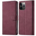 For iPhone 13 mini Frosted Anti-theft Brush Horizontal Flip Leather Case with Holder & Card Slots & Wallet (Wine Red)