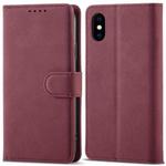 For iPhone XS Max Frosted Anti-theft Brush Horizontal Flip Leather Case with Holder & Card Slots & Wallet(Wine Red)