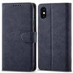 For iPhone X / XS Frosted Anti-theft Brush Horizontal Flip Leather Case with Holder & Card Slots & Wallet(Dark Blue)