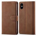 For iPhone XR Frosted Anti-theft Brush Horizontal Flip Leather Case with Holder & Card Slots & Wallet(Coffee)