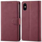 For iPhone XR Frosted Anti-theft Brush Horizontal Flip Leather Case with Holder & Card Slots & Wallet(Wine Red)