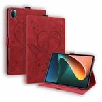 For Xiaomi Pad 5 / Pad 5 Pro Love Butterfly Pattern Horizontal Flip Leather Case with Holder & Sleep / Wake-up Function(Red)