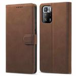 For Xiaomi Redmi Note 10 Frosted Anti-theft Brush Horizontal Flip Leather Case with Holder & Card Slots & Wallet(Coffee)