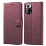 For Xiaomi Redmi Note 10 Frosted Anti-theft Brush Horizontal Flip Leather Case with Holder & Card Slots & Wallet(Wine Red)