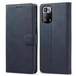 For Xiaomi Redmi Note 10 Frosted Anti-theft Brush Horizontal Flip Leather Case with Holder & Card Slots & Wallet(Dark Blue)