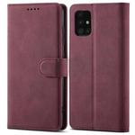 For Samsung Galaxy A71 Frosted Anti-theft Brush Horizontal Flip Leather Case with Holder & Card Slots & Wallet(Wine Red)