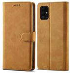 For Samsung Galaxy A71 5G Frosted Anti-theft Brush Horizontal Flip Leather Case with Holder & Card Slots & Wallet(Yellow)