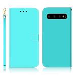 For Galaxy S10+ Imitated Mirror Surface Horizontal Flip Leather Case with Holder & Card Slots & Wallet & Lanyard(Mint Green)