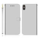 For iPhone XS Max Imitated Mirror Surface Horizontal Flip Leather Case with Holder & Card Slots & Wallet & Lanyard(Silver)