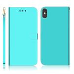 For iPhone XS Max Imitated Mirror Surface Horizontal Flip Leather Case with Holder & Card Slots & Wallet & Lanyard(Mint Green)