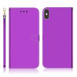For iPhone XS Max Imitated Mirror Surface Horizontal Flip Leather Case with Holder & Card Slots & Wallet & Lanyard(Purple)