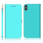 For iPhone X / XS Imitated Mirror Surface Horizontal Flip Leather Case with Holder & Card Slots & Wallet & Lanyard(Mint Green)