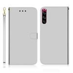 For Sony Xperia 5 Imitated Mirror Surface Horizontal Flip Leather Case with Holder & Card Slots & Wallet & Lanyard(Silver)