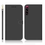 For Sony Xperia 5 Imitated Mirror Surface Horizontal Flip Leather Case with Holder & Card Slots & Wallet & Lanyard(Black)