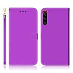 For Sony Xperia 5 Imitated Mirror Surface Horizontal Flip Leather Case with Holder & Card Slots & Wallet & Lanyard(Purple)