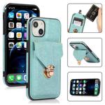 For iPhone 13 Pro Fashion Buckle Protective Case with Holder & Card Slot & Wallet & Lanyard (Green)