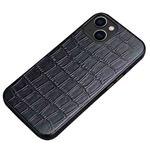 Crocodile Texture Top Layer Cowhide Leather Back Cover Shockproof Case For iPhone 13(Black)