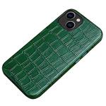 Crocodile Texture Top Layer Cowhide Leather Back Cover Shockproof Case For iPhone 13(Green)