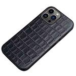 Crocodile Texture Top Layer Cowhide Leather Back Cover Shockproof Case For iPhone 13 Pro(Black)