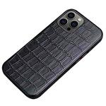 Crocodile Texture Top Layer Cowhide Leather Back Cover Shockproof Case For iPhone 13 Pro Max(Black)