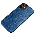 For iPhone 12 / 12 Pro Crocodile Texture Top Layer Cowhide Leather Back Cover Shockproof Case(Blue)