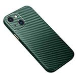 Carbon Fiber Texture Kevlar All-inclusive Shockproof Phone Protective Case For iPhone 13(Emerald Green)