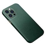 Carbon Fiber Texture Kevlar All-inclusive Shockproof Phone Protective Case For iPhone 13 Pro(Emerald Green)