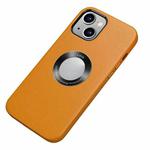 Nappa Texture Leather Back Cover Shockproof Case For iPhone 13(Orange)