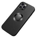 Nappa Texture Leather Back Cover Shockproof Case For iPhone 13 Pro Max(Black)