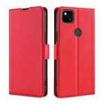 For Google Pixel 4a Ultra-thin Voltage Side Buckle PU + TPU Horizontal Flip Leather Case with Holder & Card Slot(Red)