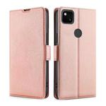 For Google Pixel 4a Ultra-thin Voltage Side Buckle PU + TPU Horizontal Flip Leather Case with Holder & Card Slot(Rose Gold)