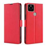 For Google Pixel 5 Ultra-thin Voltage Side Buckle PU + TPU Horizontal Flip Leather Case with Holder & Card Slot(Red)