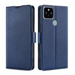 For Google Pixel 5 Ultra-thin Voltage Side Buckle PU + TPU Horizontal Flip Leather Case with Holder & Card Slot(Blue)