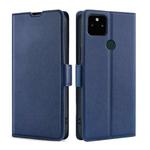 For Google Pixel 5a Ultra-thin Voltage Side Buckle PU + TPU Horizontal Flip Leather Case with Holder & Card Slot(Blue)