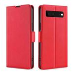 For Google Pixel 6 Ultra-thin Voltage Side Buckle PU + TPU Horizontal Flip Leather Case with Holder & Card Slot(Red)