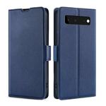 For Google Pixel 6 Ultra-thin Voltage Side Buckle PU + TPU Horizontal Flip Leather Case with Holder & Card Slot(Blue)