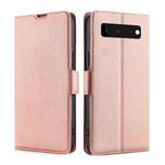 For Google Pixel 6 Ultra-thin Voltage Side Buckle PU + TPU Horizontal Flip Leather Case with Holder & Card Slot(Rose Gold)