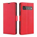 For Google Pixel 6 Pro Ultra-thin Voltage Side Buckle PU + TPU Horizontal Flip Leather Case with Holder & Card Slot(Red)