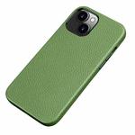 Litchi Texture Top Layer Cowhide Leather Back Cover Shockproof Case For iPhone 13(Avocado Green)