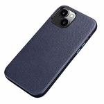 Litchi Texture Top Layer Cowhide Leather Back Cover Shockproof Case For iPhone 13(Blue)