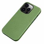 Litchi Texture Top Layer Cowhide Leather Back Cover Shockproof Case For iPhone 13 Pro(Avocado Green)