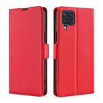 For Samsung Galaxy M32 International Version Ultra-thin Voltage Side Buckle PU + TPU Horizontal Flip Leather Case with Holder & Card Slot(Red)