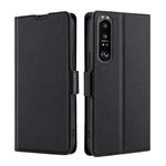 For Sony Xperia 1 III Ultra-thin Voltage Side Buckle PU + TPU Horizontal Flip Leather Case with Holder & Card Slot(Black)