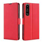 For Sony Xperia 1 III Ultra-thin Voltage Side Buckle PU + TPU Horizontal Flip Leather Case with Holder & Card Slot(Red)